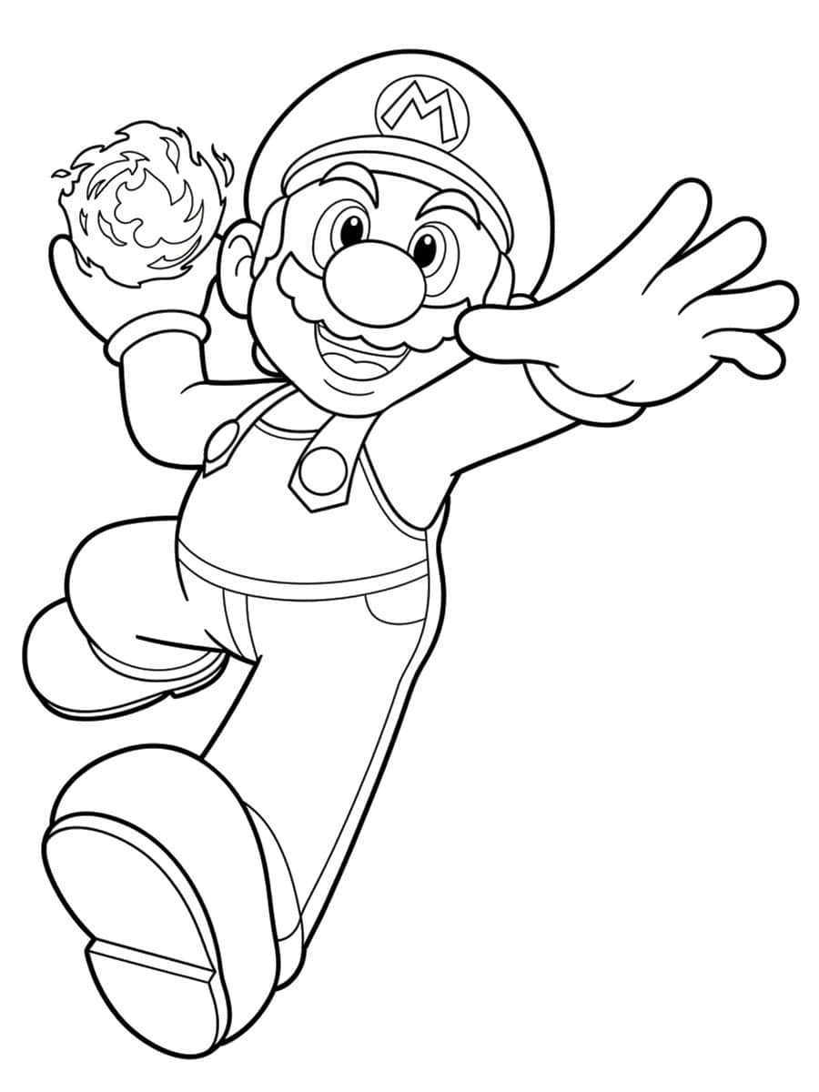 Coloriage Mario boule de feu
