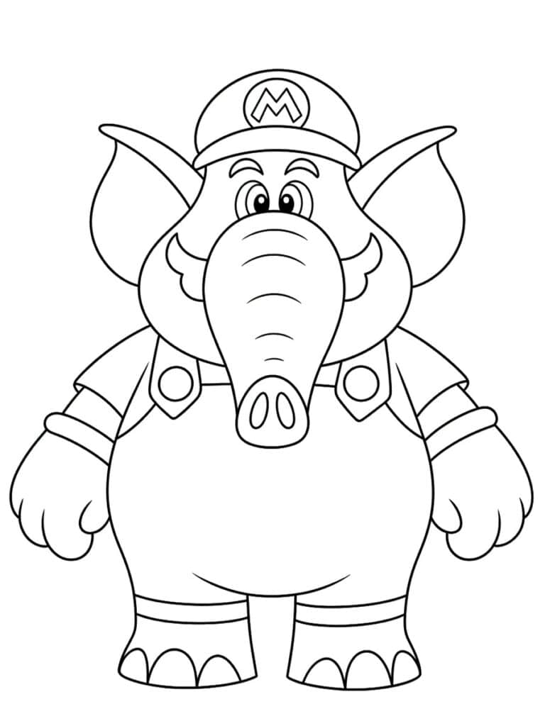 Coloriage Mario éléphant