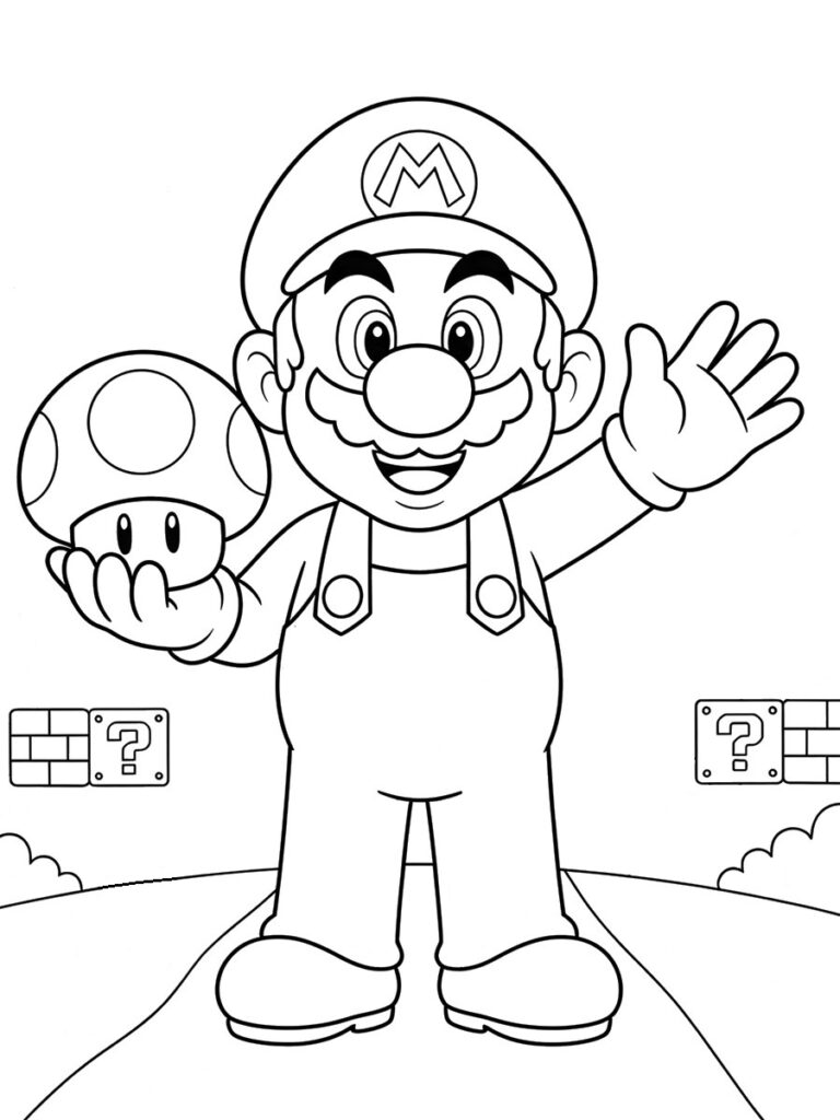 Mario et champignon Coloriage Mario champignon