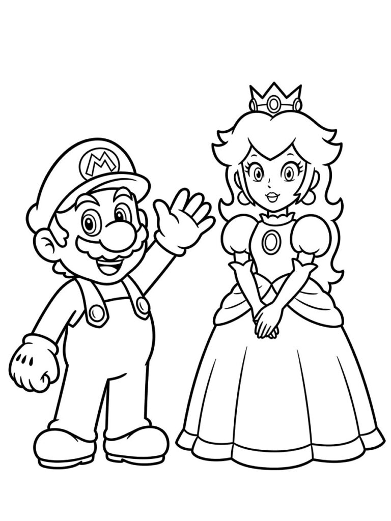 Mario et Peach dessin mario et peach
