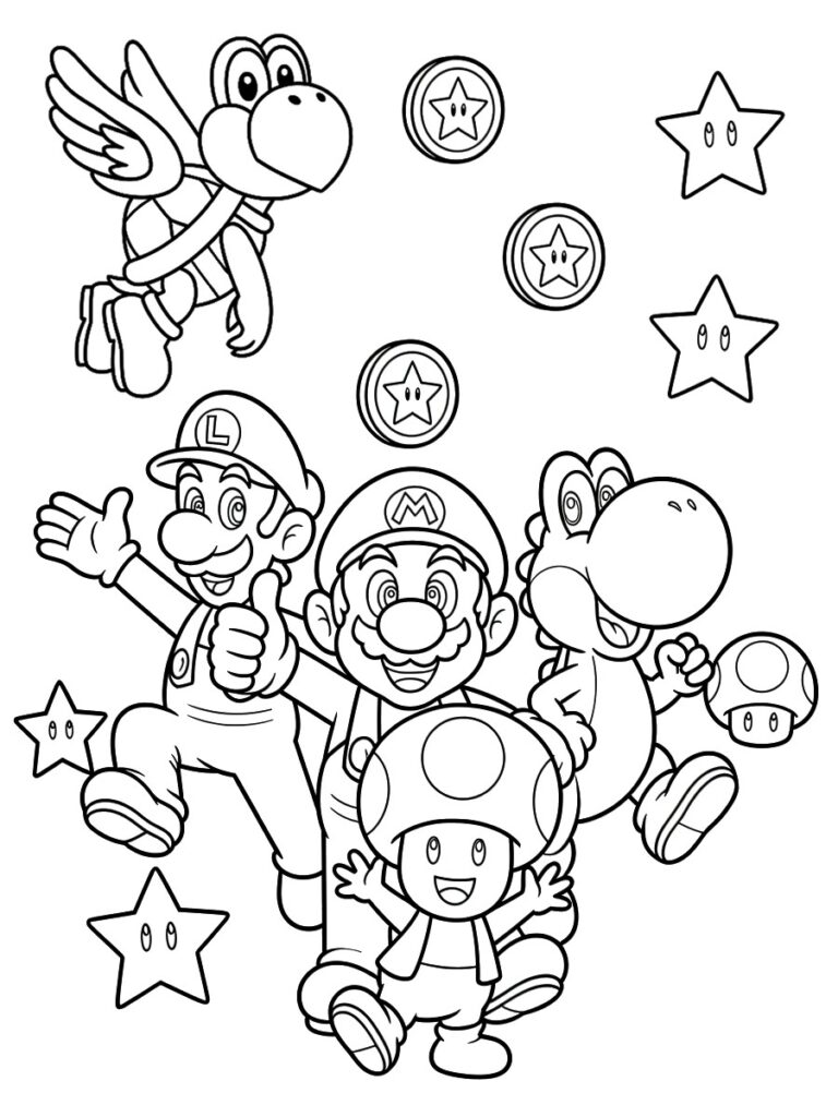 Coloriage Mario et ses amis