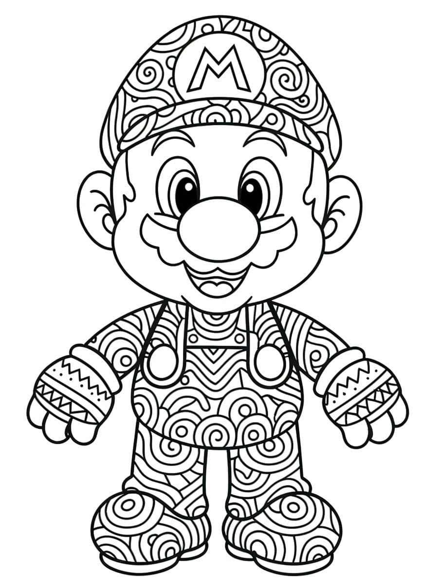 Coloriage Mario mandala