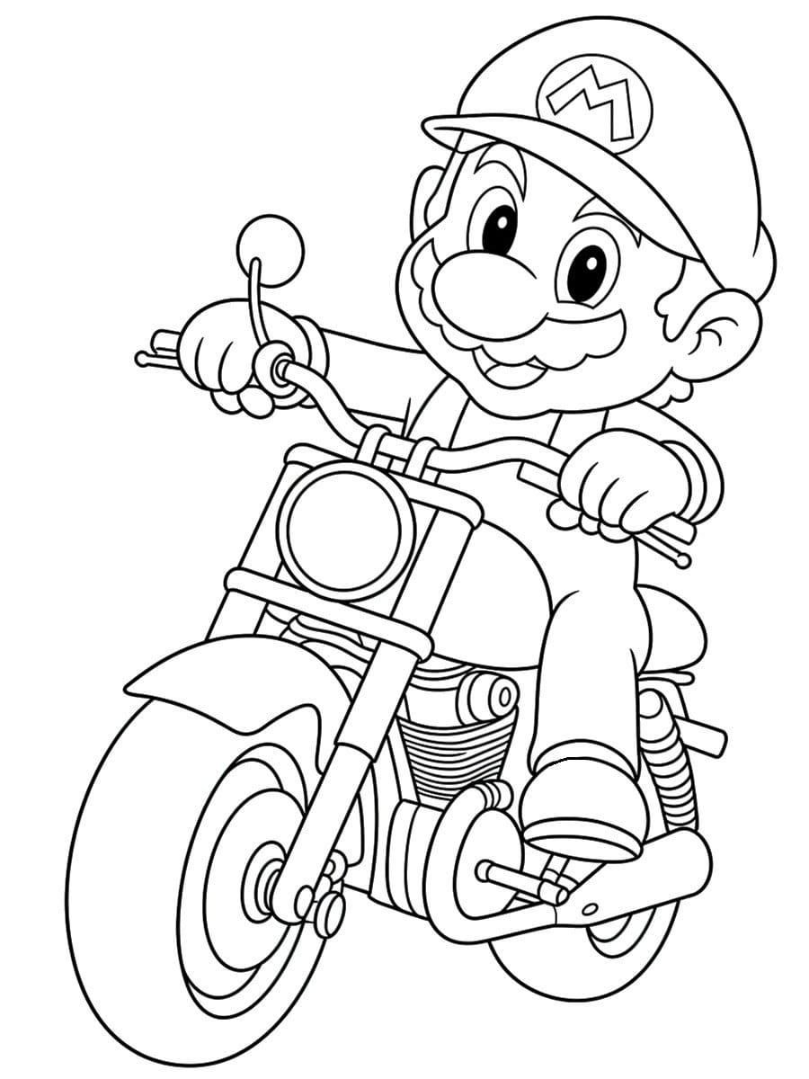 Coloriage Mario moto
