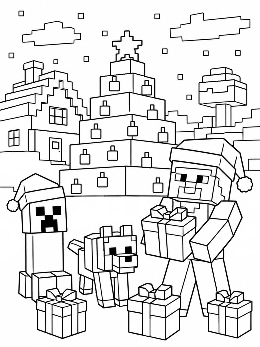 Coloriage Minecraft Noël