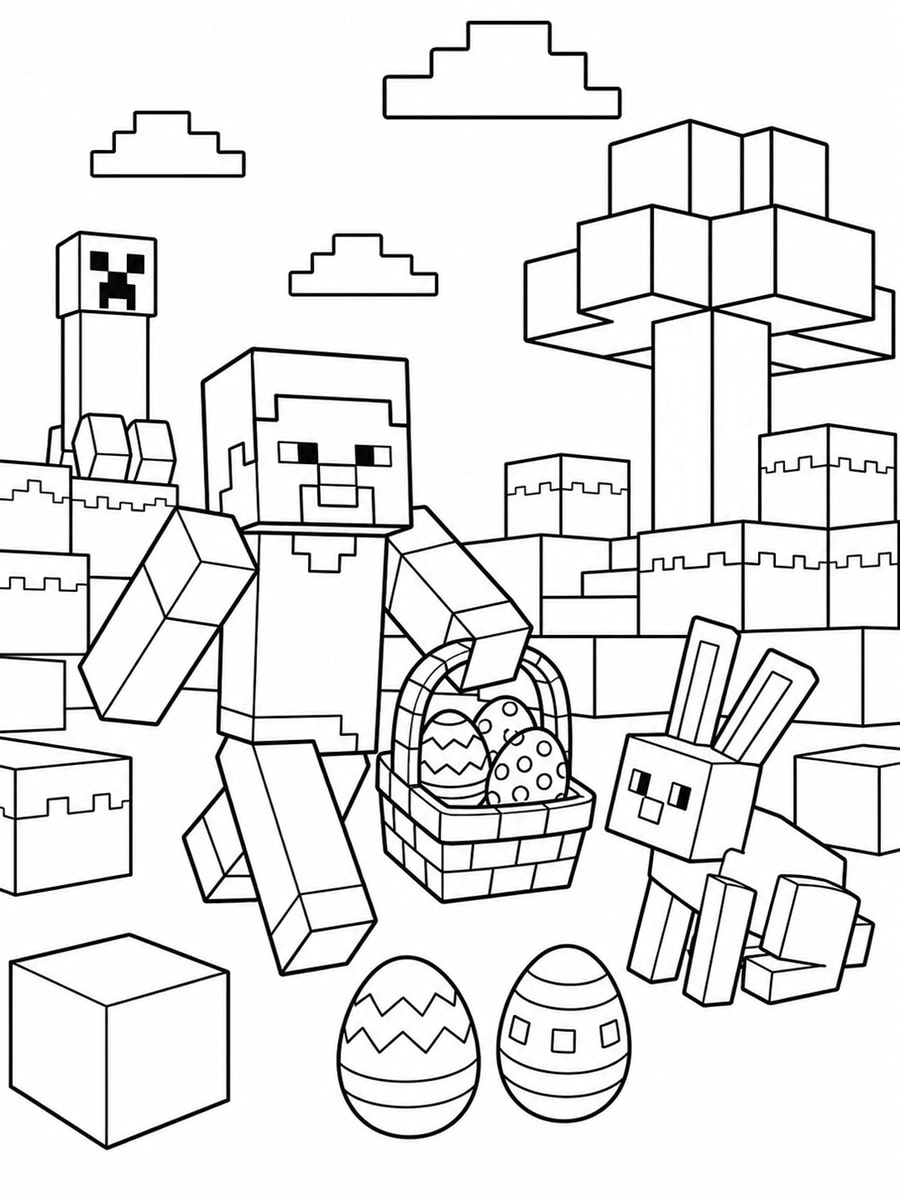 Coloriage Minecraft Pâques
