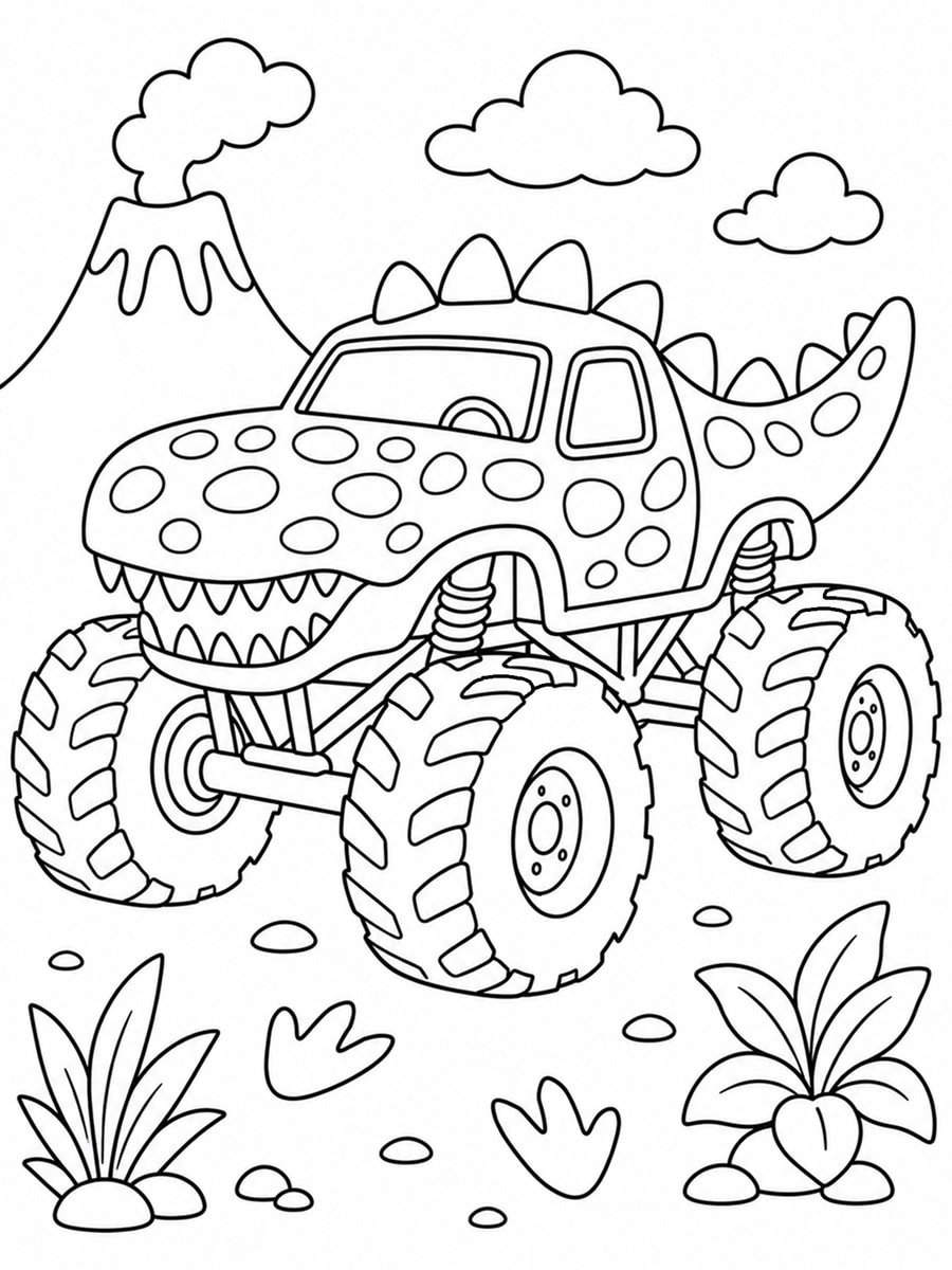 Coloriage Monster Truck dinosaure