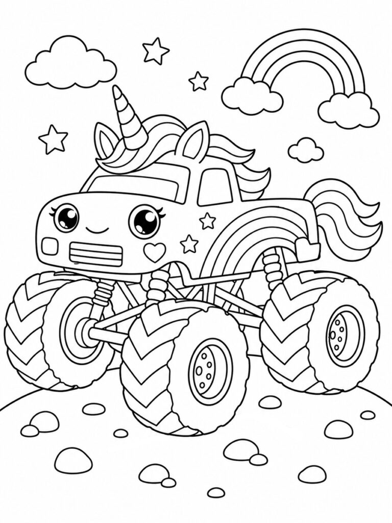 Monster Truck licorne Coloriage Monster Truck licorne