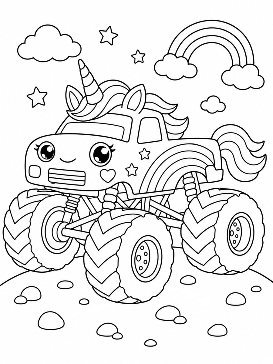 Coloriage Monster Truck licorne