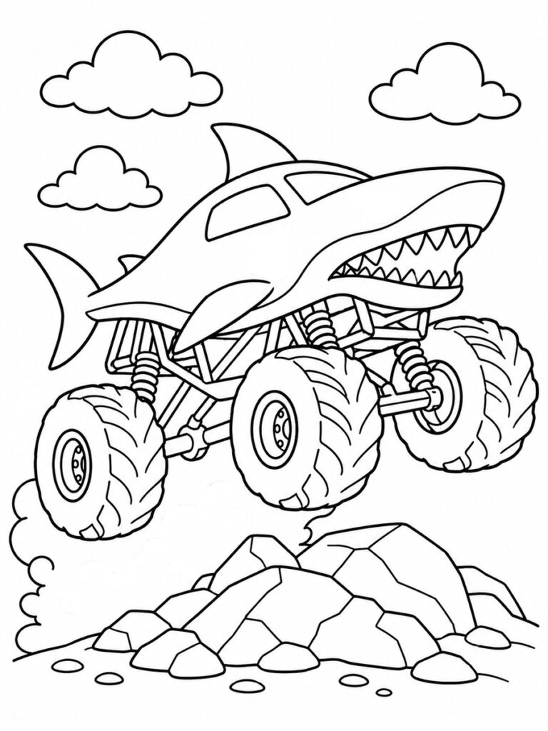 Monster Truck megalodon Coloriage Monster Truck megalodon