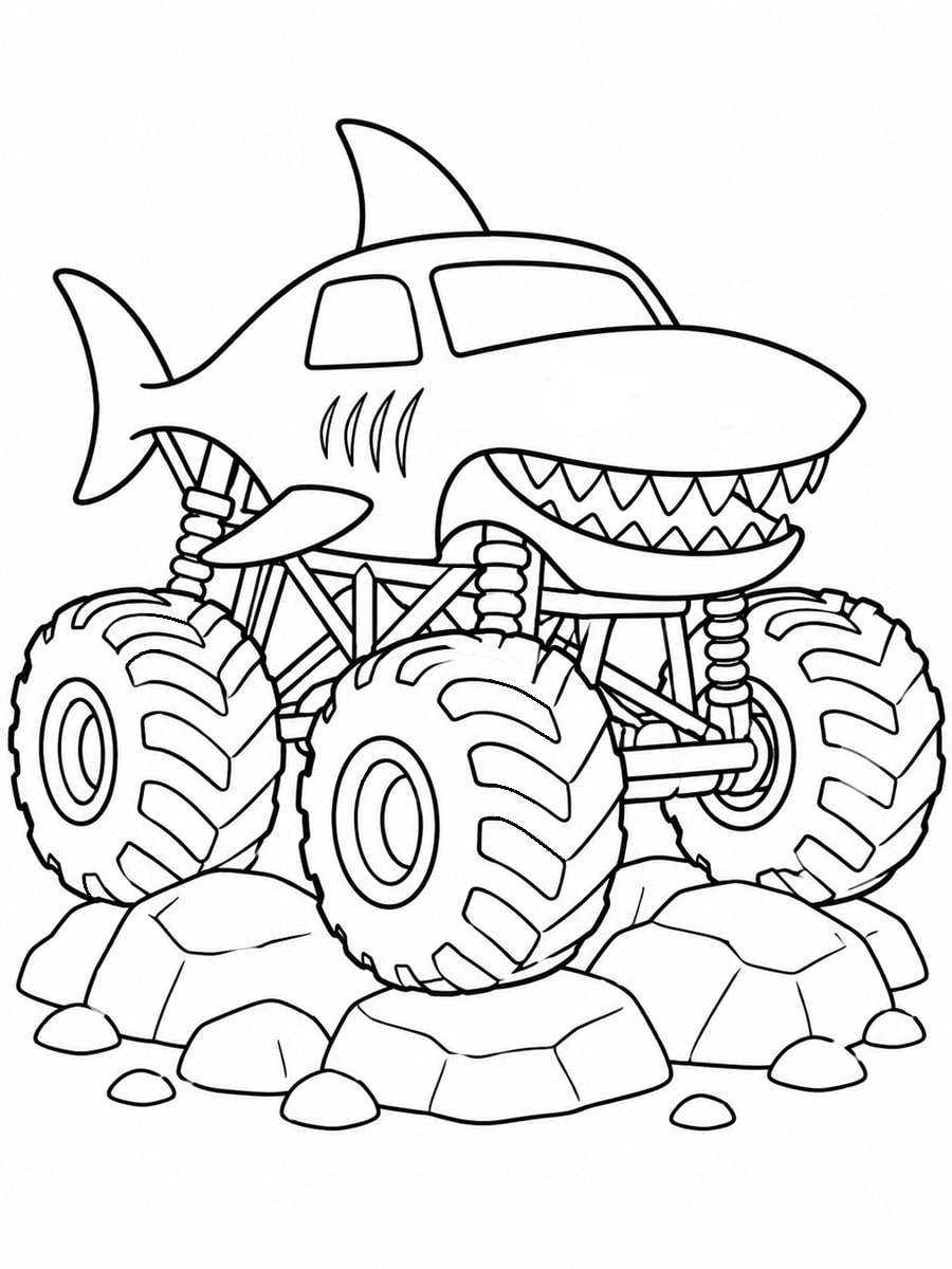Coloriage monster truck requin