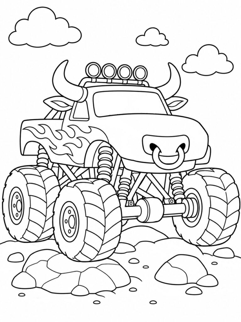 Coloriage monster truck taureau