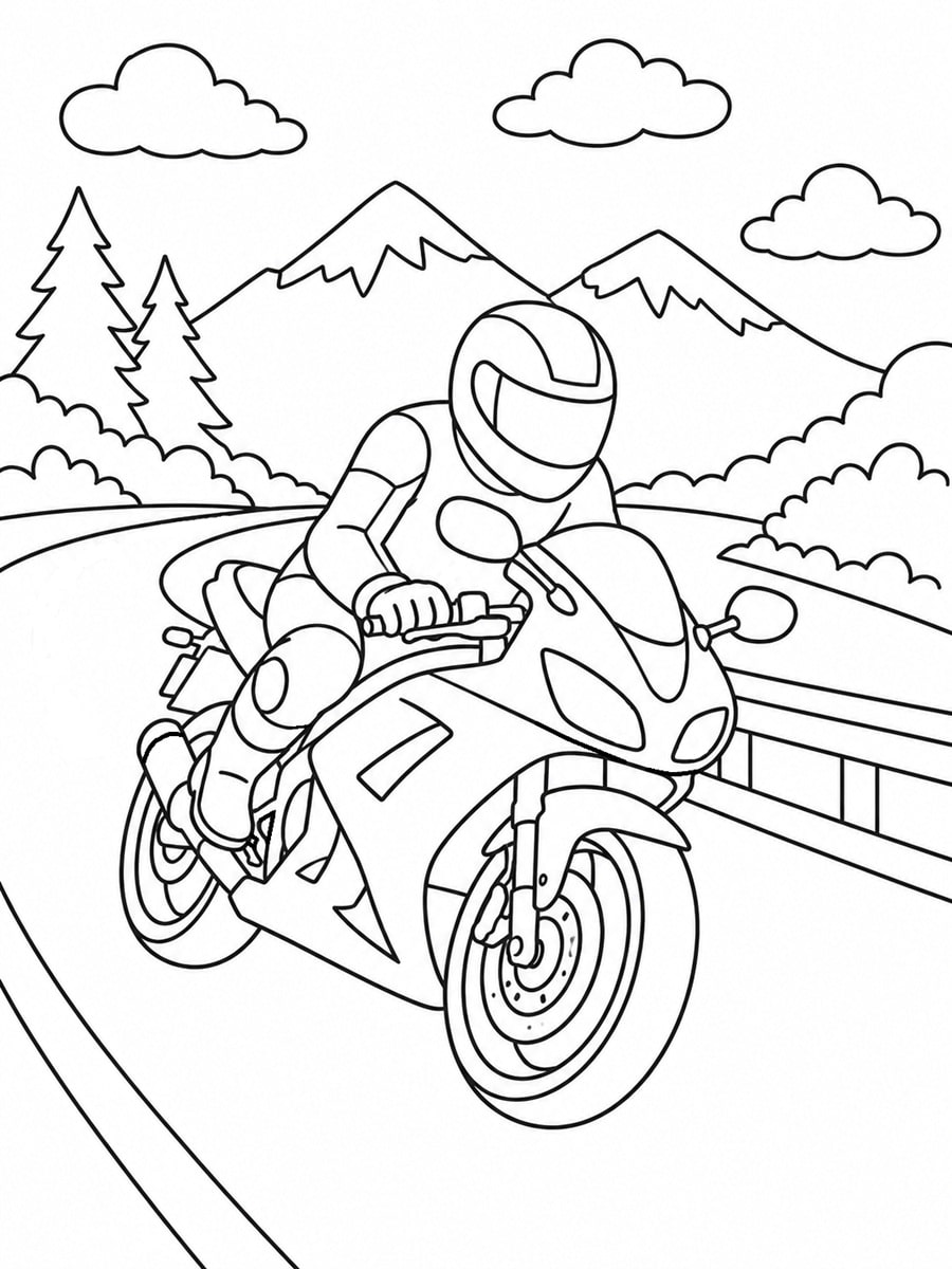 Coloriage moto de route