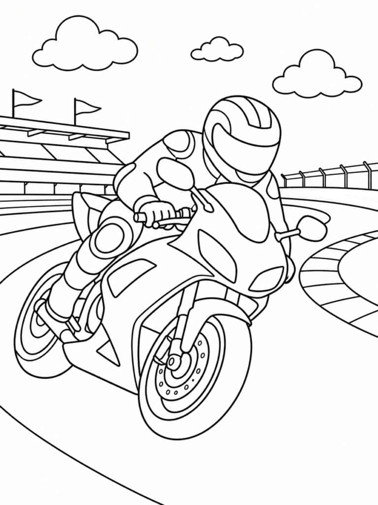 Moto de sport Coloriage moto de sport