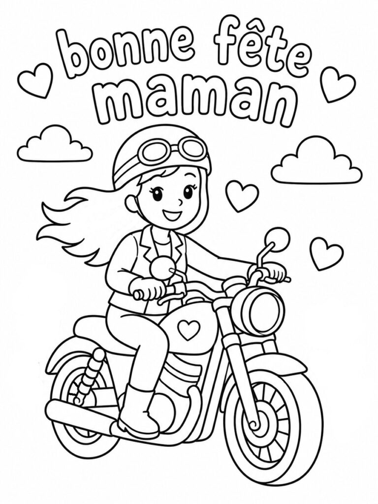 Coloriage moto fête des mères