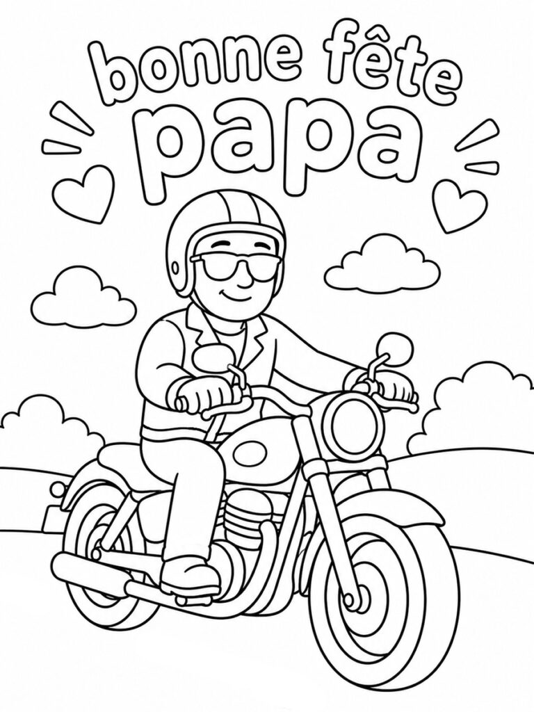 Moto fête des pères Coloriage moto fête des pères