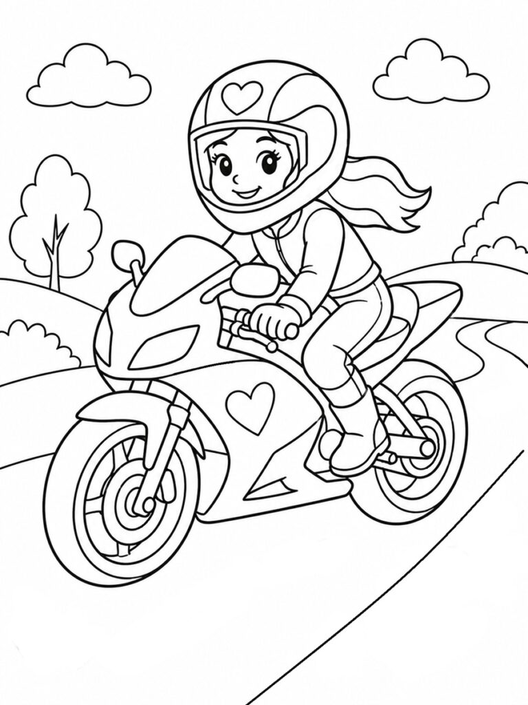 Moto fille Coloriage moto fille