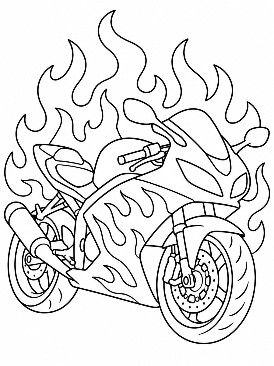 Coloriage moto flamme