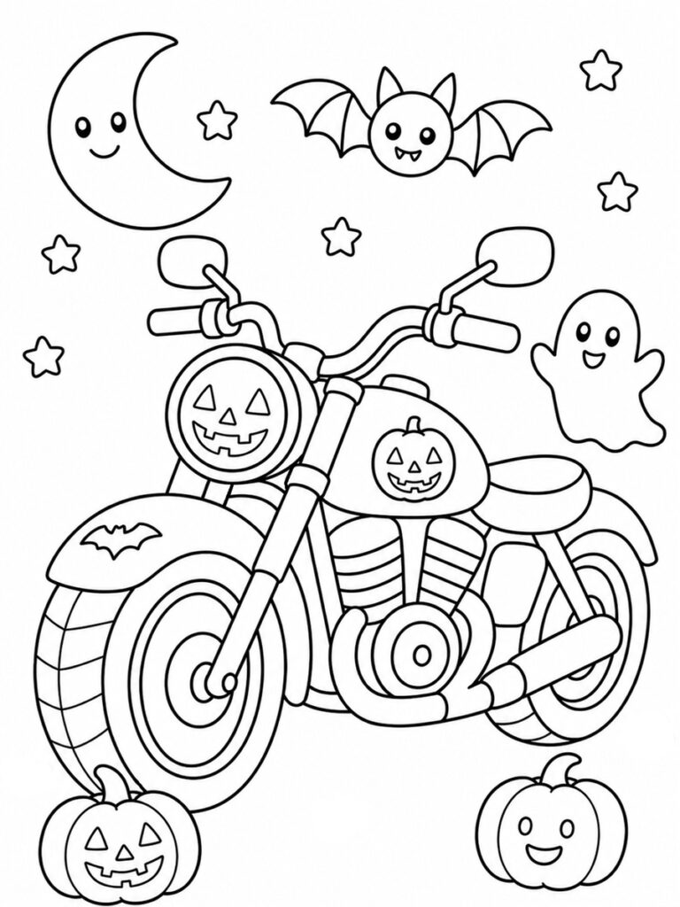 Moto Halloween Coloriage moto Halloween