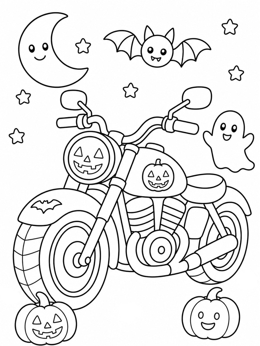 Coloriage moto Halloween