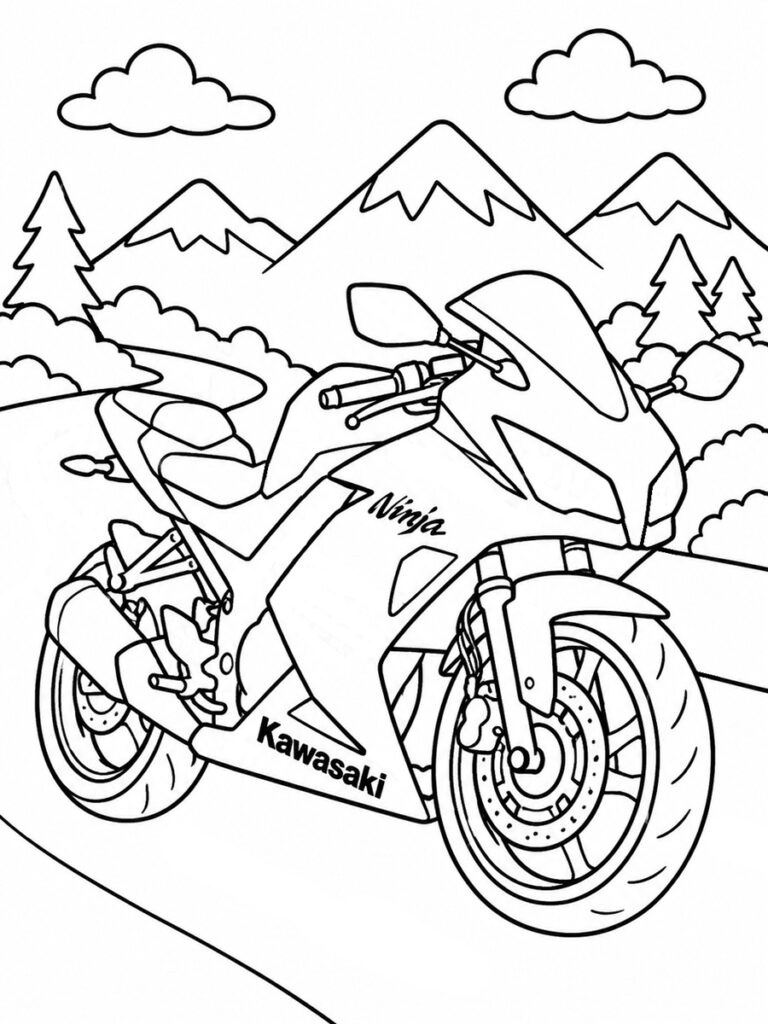 Moto Kawasaki Coloriage moto Kawasaki