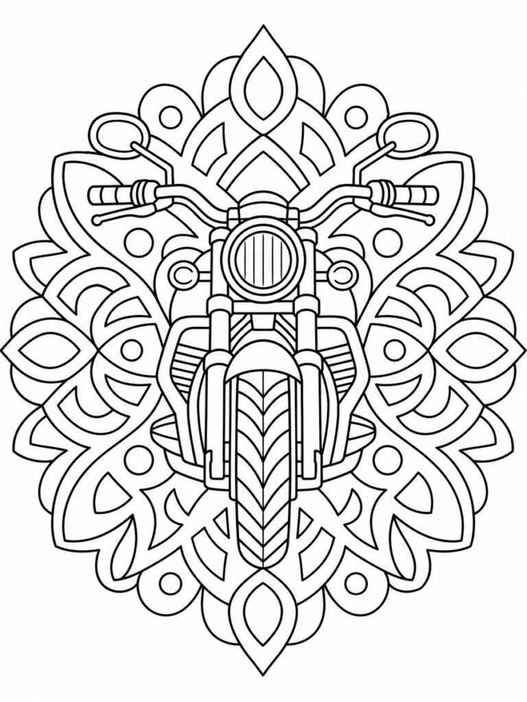Coloriage moto mandala