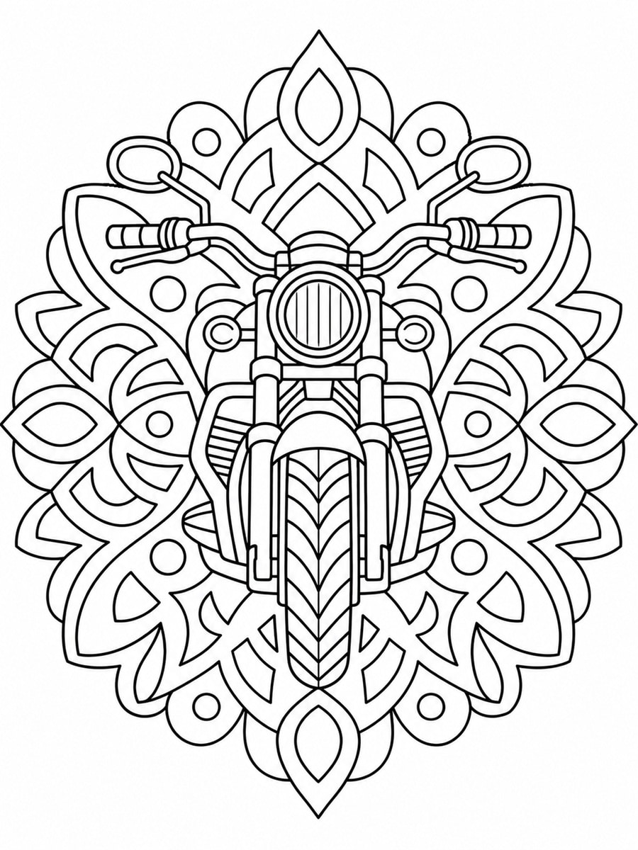 Coloriage moto mandala