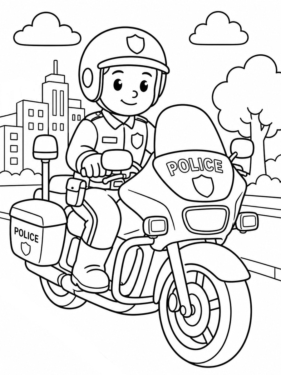 Coloriage moto de police