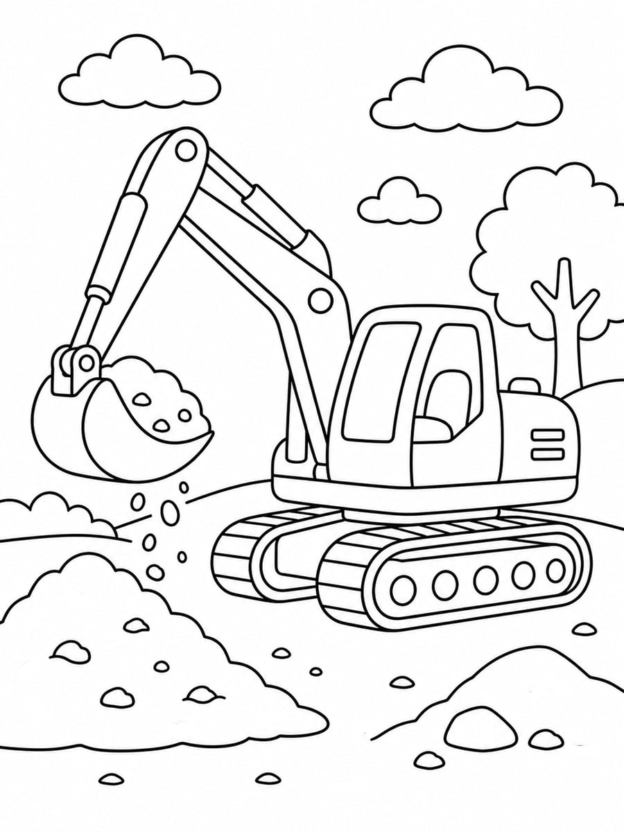 Coloriage pelle mécanique