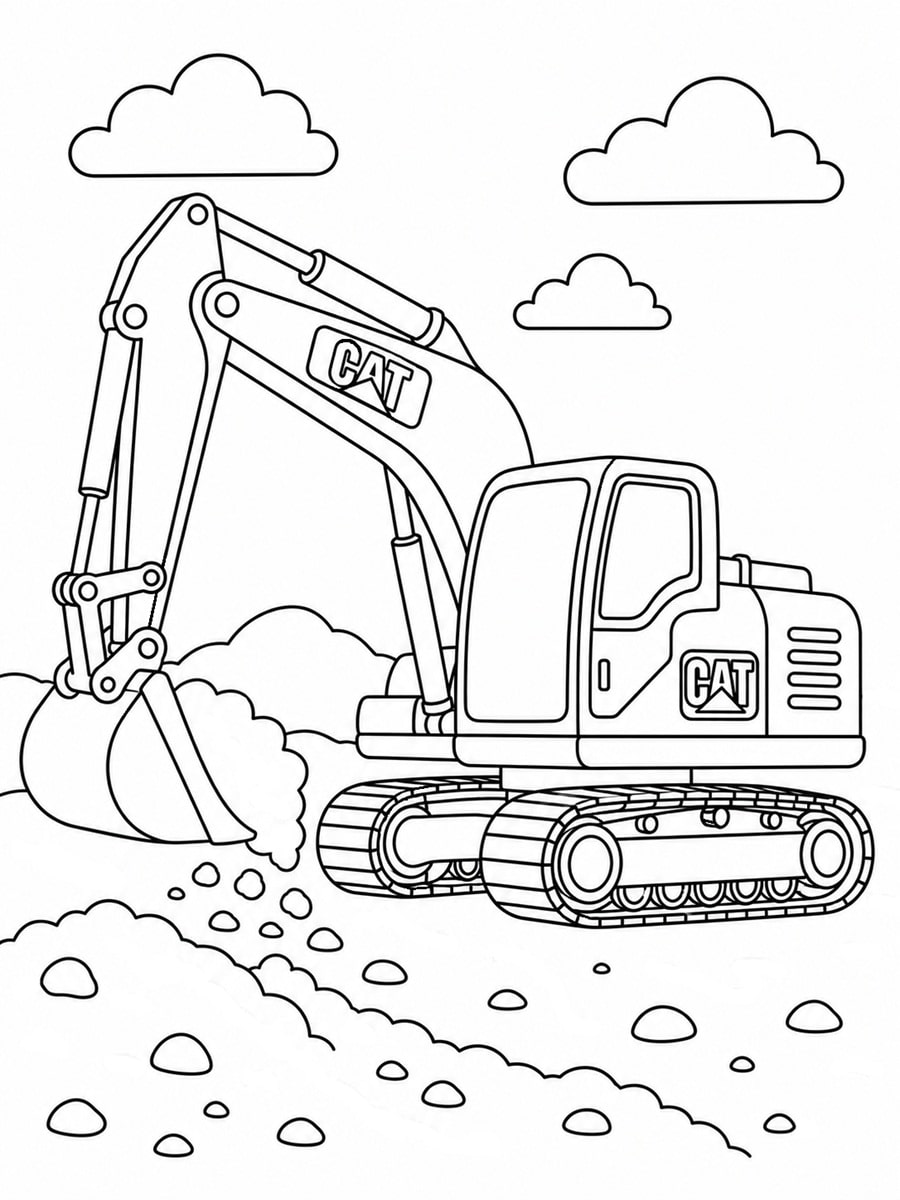Coloriage pelleteuse Caterpillar