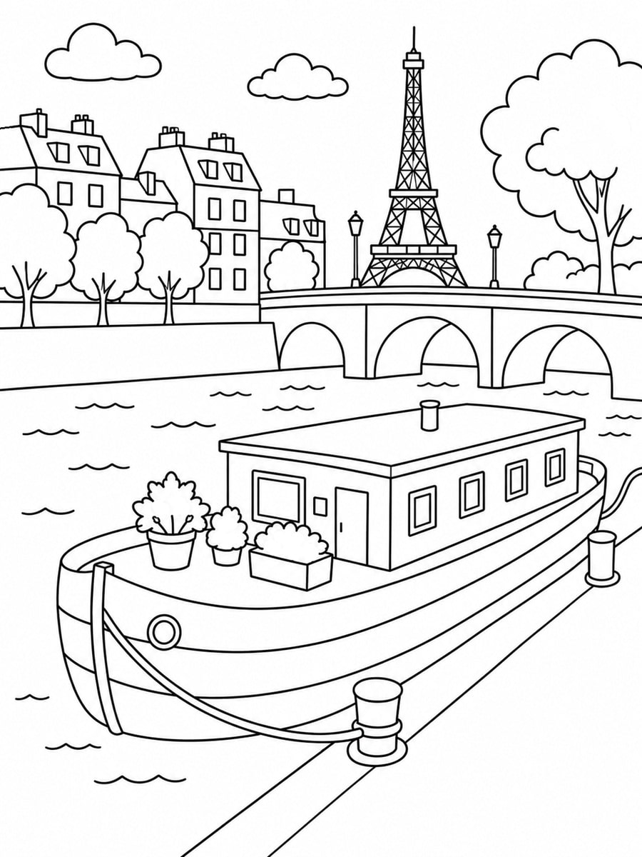 Coloriage péniche