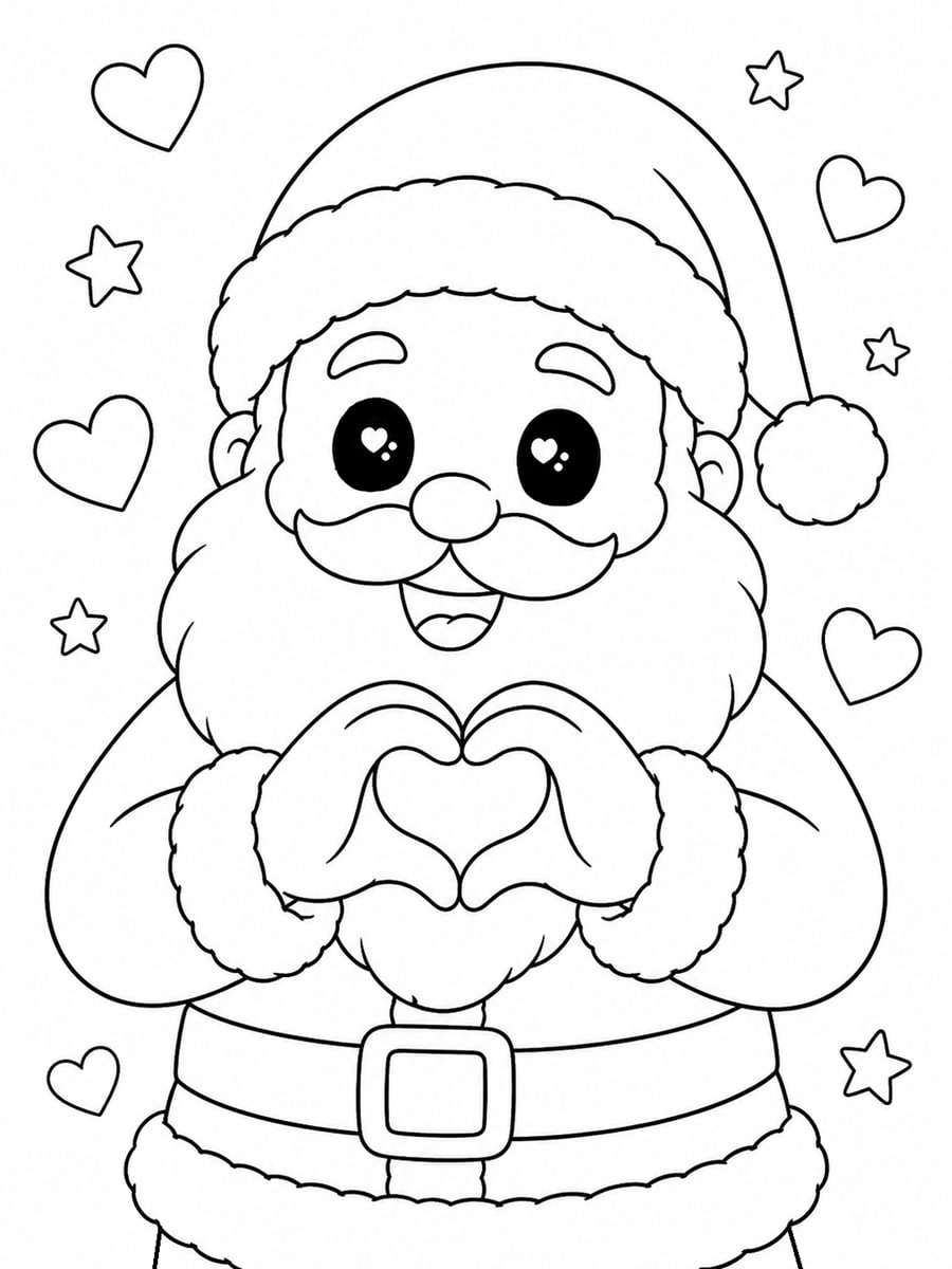 Coloriage Père-Noël cœur
