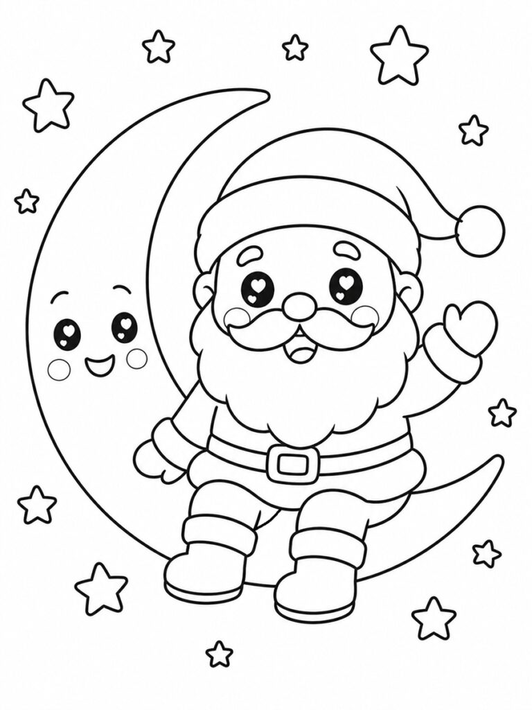 Père-Noël dans le ciel Coloriage Père-Noël dans le ciel