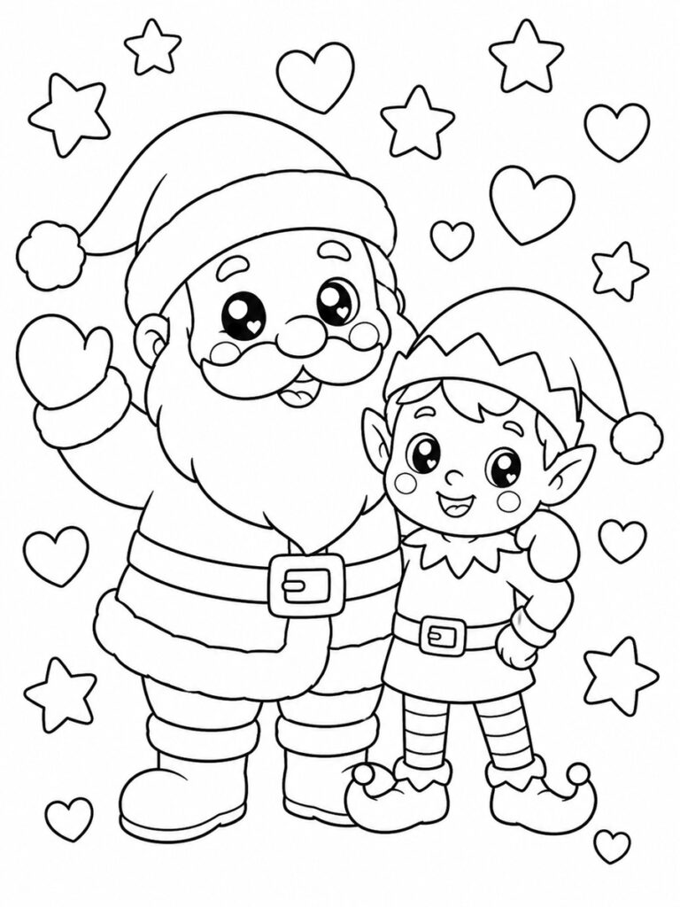 Coloriage Père-Noël et luti