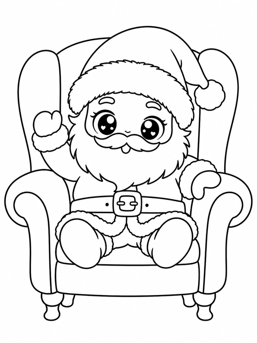 Coloriage Père-Noël kawaii