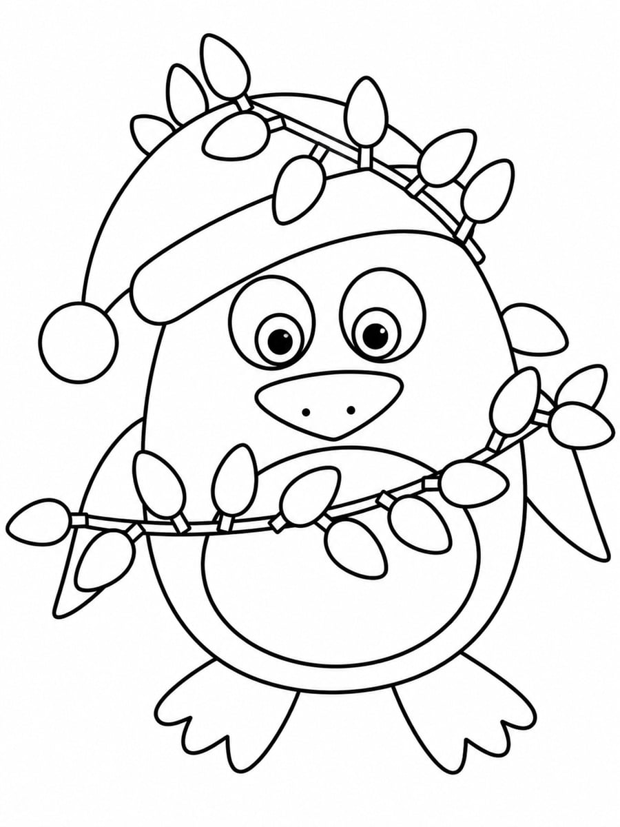 Coloriage pingouin de Noël