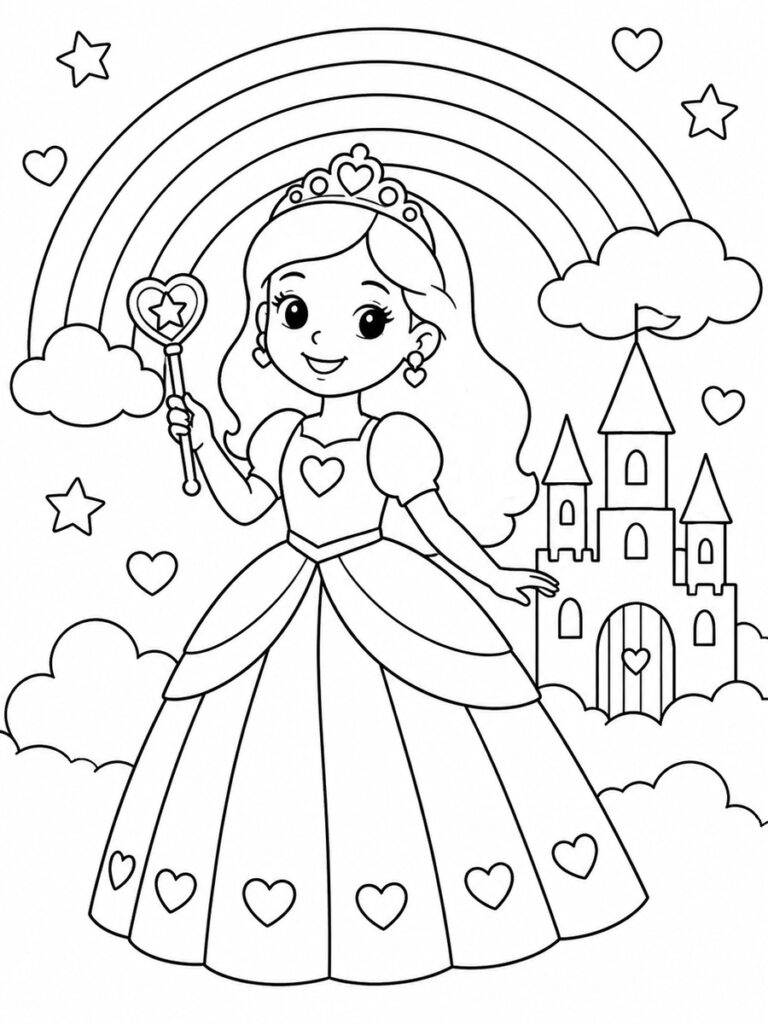 Princesse arc-en-ciel Coloriage princesse arc-en-ciel