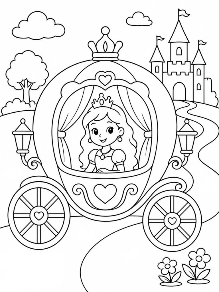 Coloriage princesse carrosse