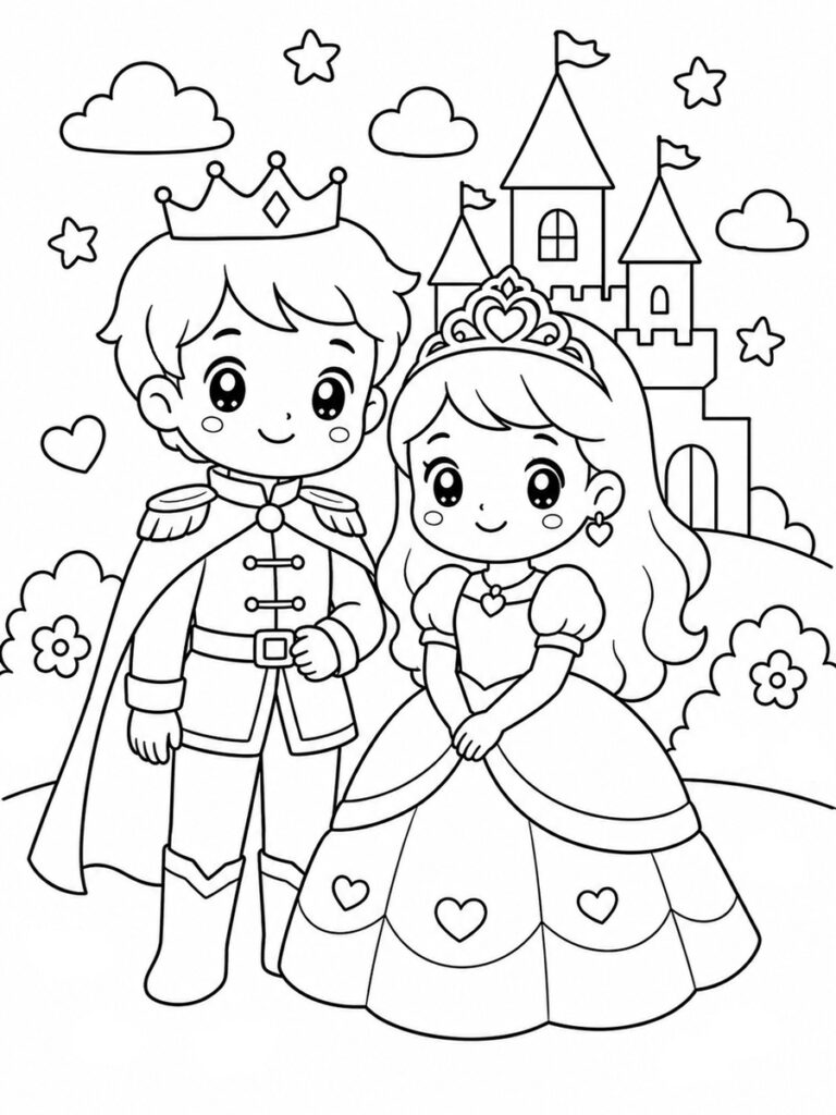 Princesse et prince Coloriage princesse et prince