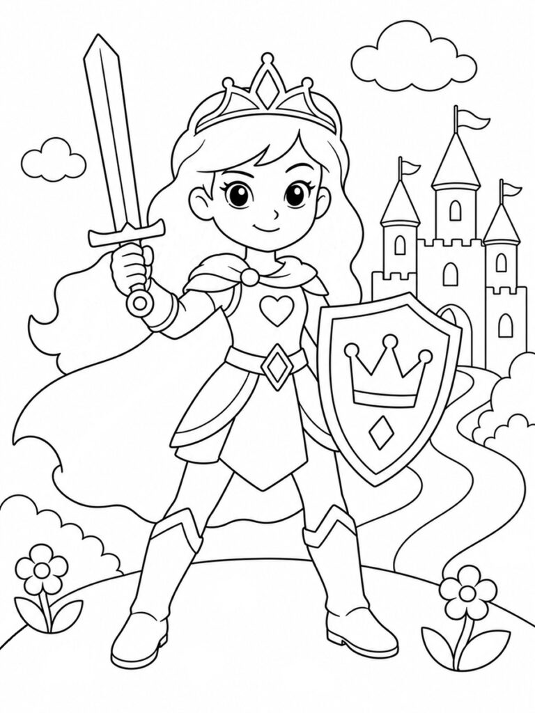 Princesse guerrière Coloriage princesse guerrière