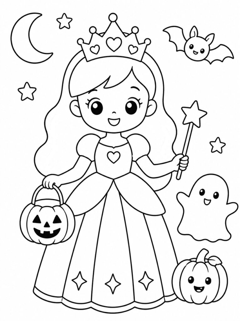 Coloriage princesse Halloween