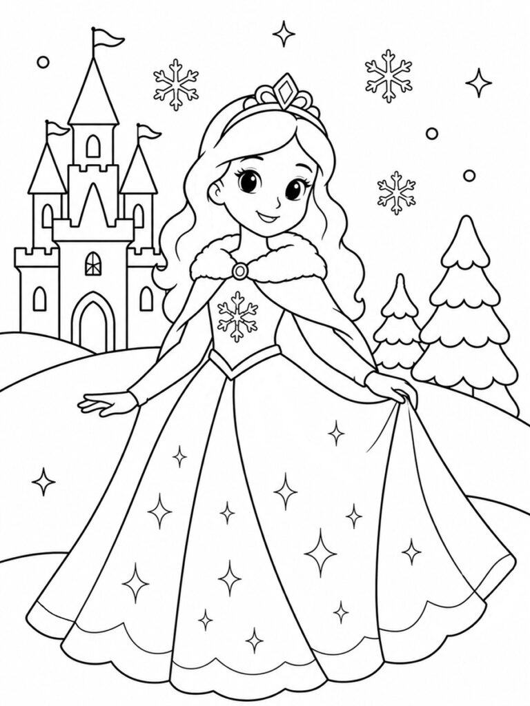 Princesse hiver Coloriage princesse hiver