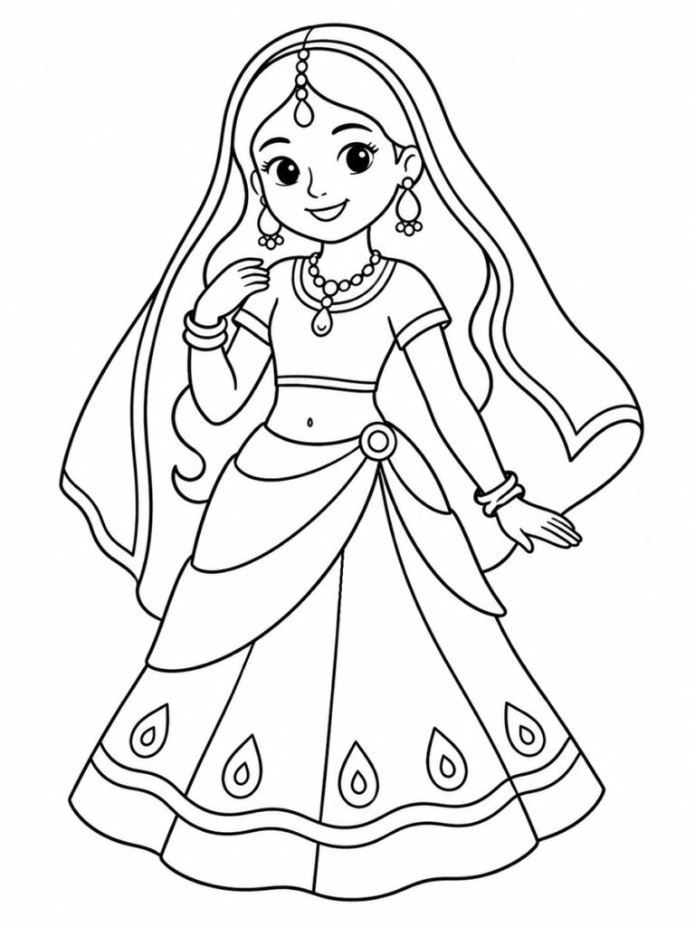 Princesse indienne Coloriage princesse indienne