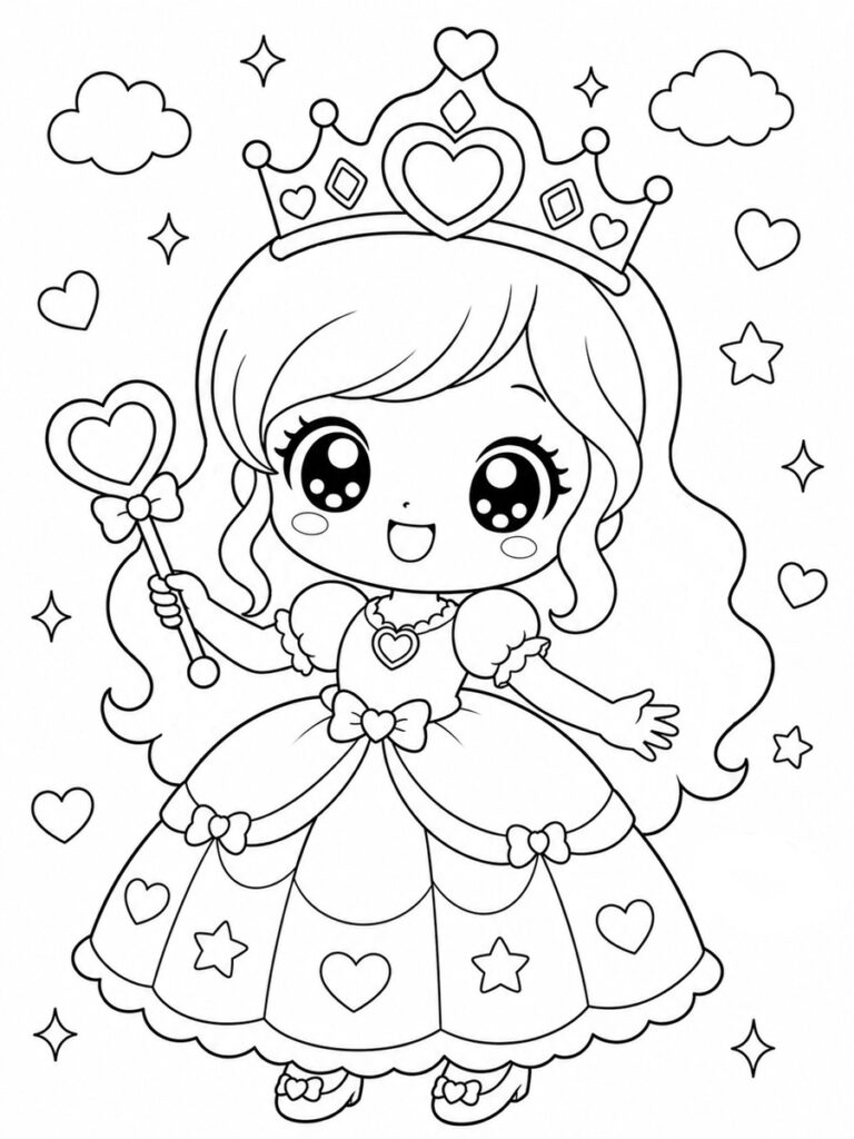 Princesse kawaii Coloriage princesse kawaii