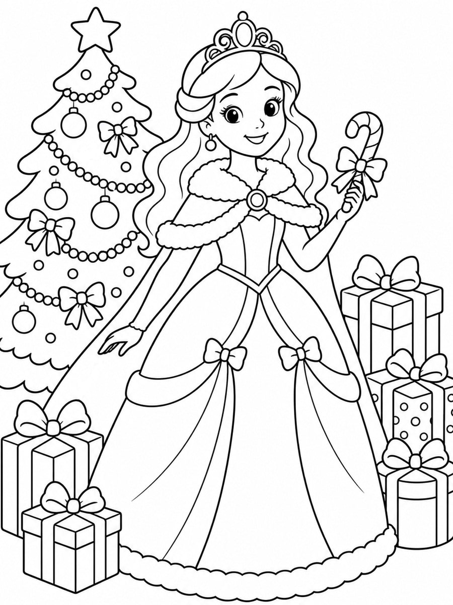 Coloriage princesse Noël