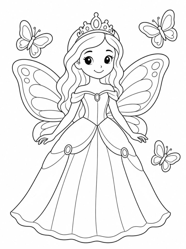 Princesse papillon Coloriage princesse papillon