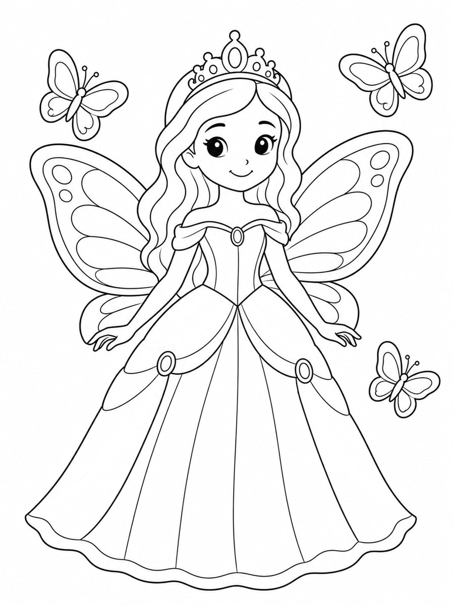 Coloriage princesse papillon