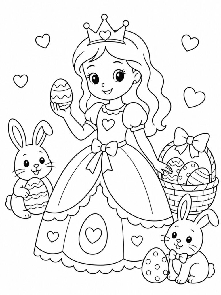 Princesse Pâques Coloriage princesse Pâques