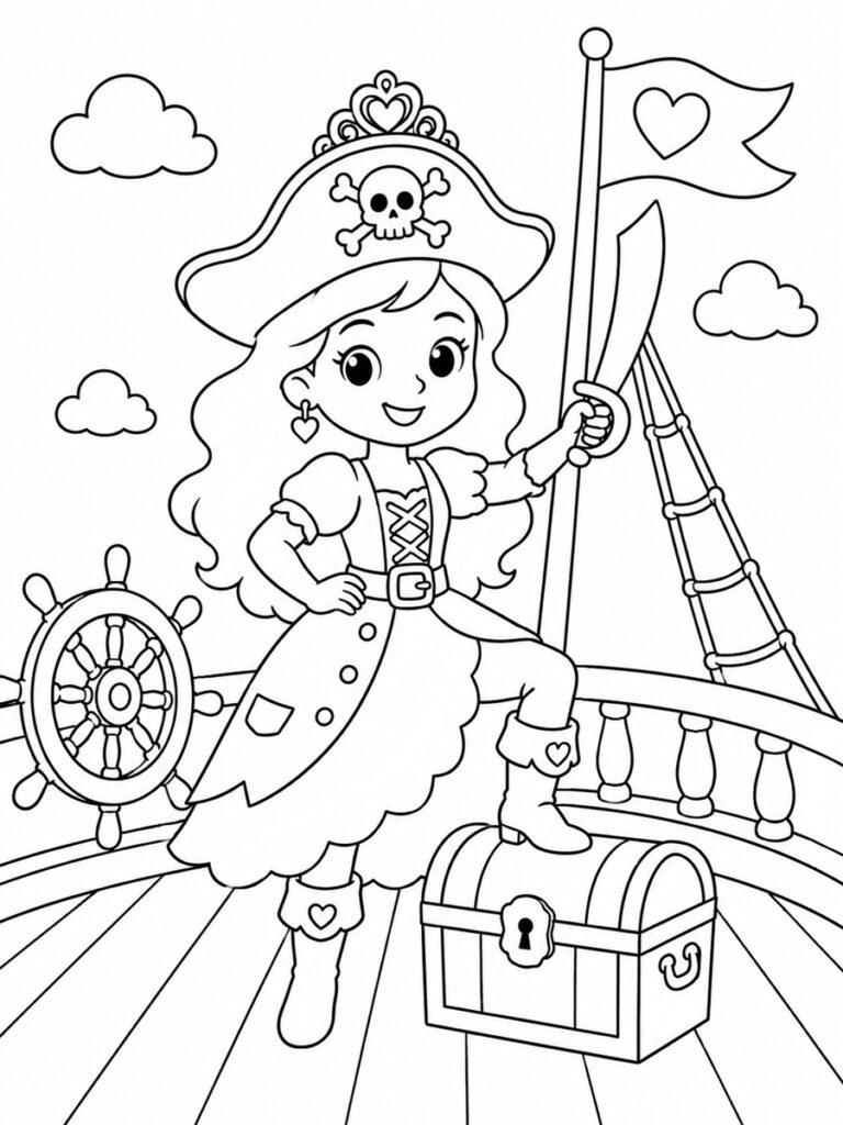 Princesse pirate Coloriage princesse pirate
