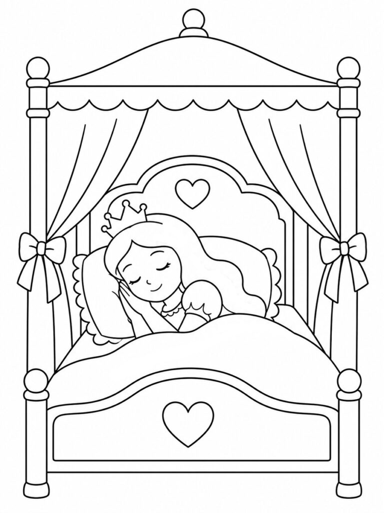 Coloriage princesse qui dort