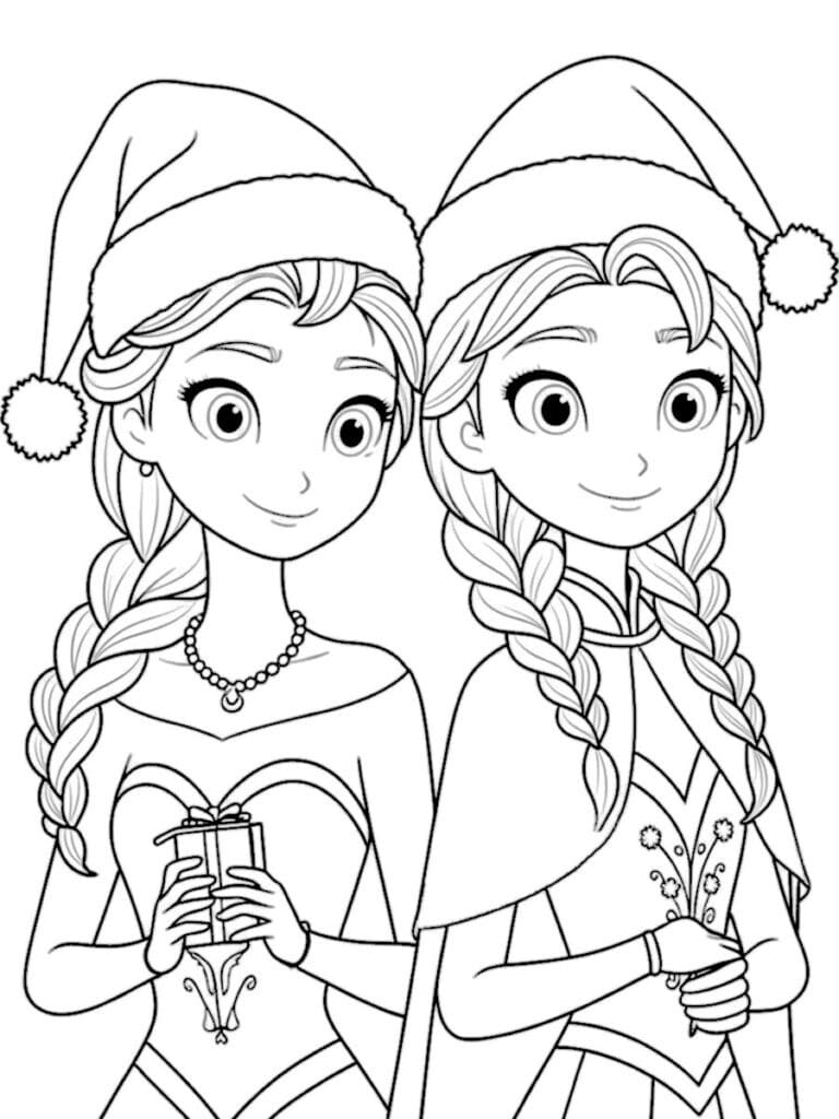Coloriage Reine des neiges de Noël